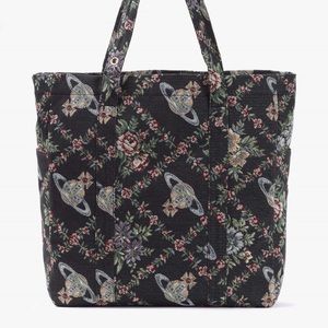 VIVIENNE WESTWOOD Murray Black Trellis Tapestry Jacquard Tote Bag